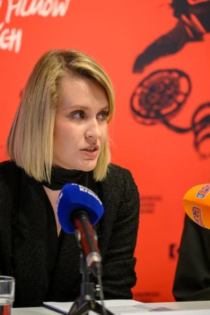 Konferencja prasowa 38. TNF – Wystąpienie Dominiki Dąbek - zastępczyni Dyrektora TCK podczas konferencji prasowej. –